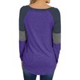 thumbnail image 2 of Mafulus Womens Long Sleeve T-Shirts Color Block Striped Causal Round Neck Tunic Tops Blouse, 2 of 3