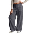 thumbnail image 3 of XXWXYD Girls Linen Pants Palazz𝗈 Loose Straight High Waisted Wide Leg Pants Summer Lightweight Dress Pant for Kids Teen Girl Elastic Waist Pants, 3 of 9