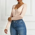 thumbnail image 4 of Fengqque Jumpers for Women with Clearance Overalls Casual Jumpsuits Plus Size Summer Solid Color Pullover Long Sleeve O-Neck Jumpsuit, 4 of 9