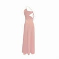 thumbnail image 3 of ZEHJUHAN Women's V-Neck Sleeveless Slit Maxi Sexy Back Tie A-Line Flowy Beach Dress For Summer Vacation Pink，L, 3 of 14