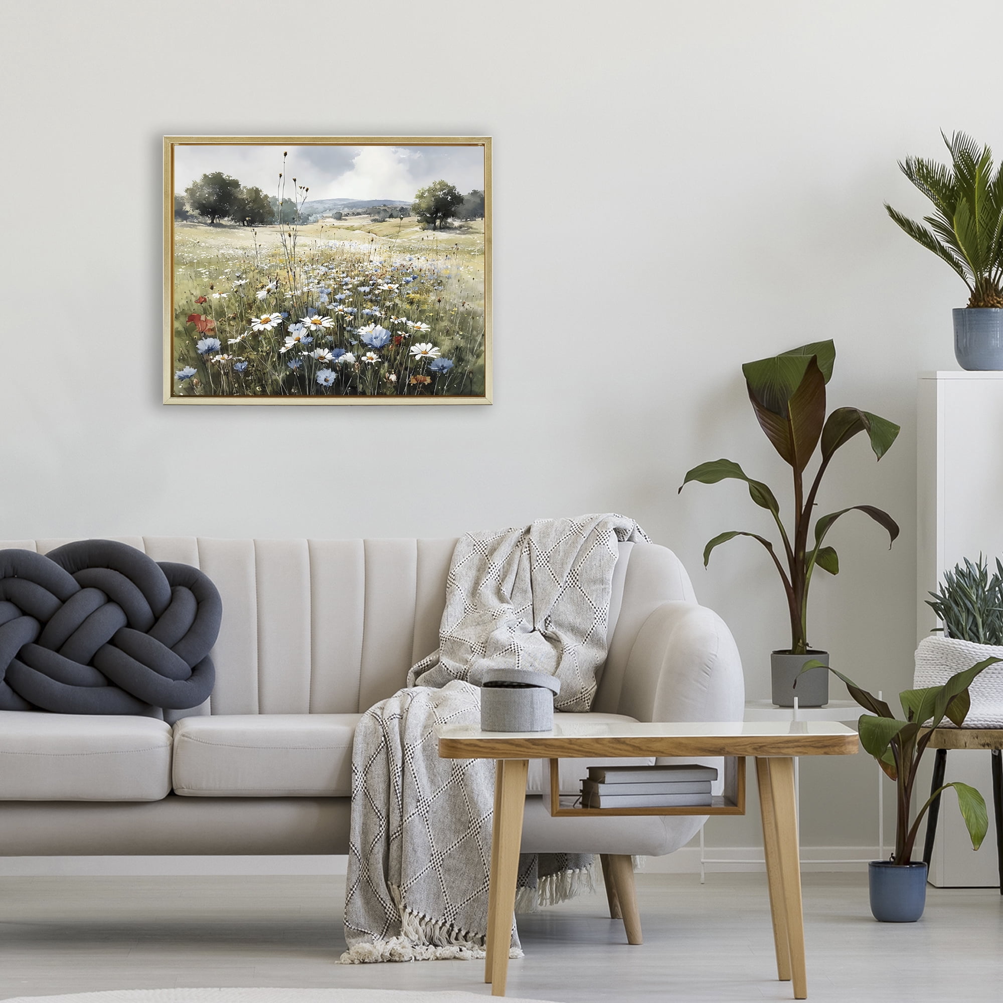Stupell Industries Calm Meadow of Wildflowers Gold Framed Floater Canvas Wall Art, design by Franklyn Gregory
