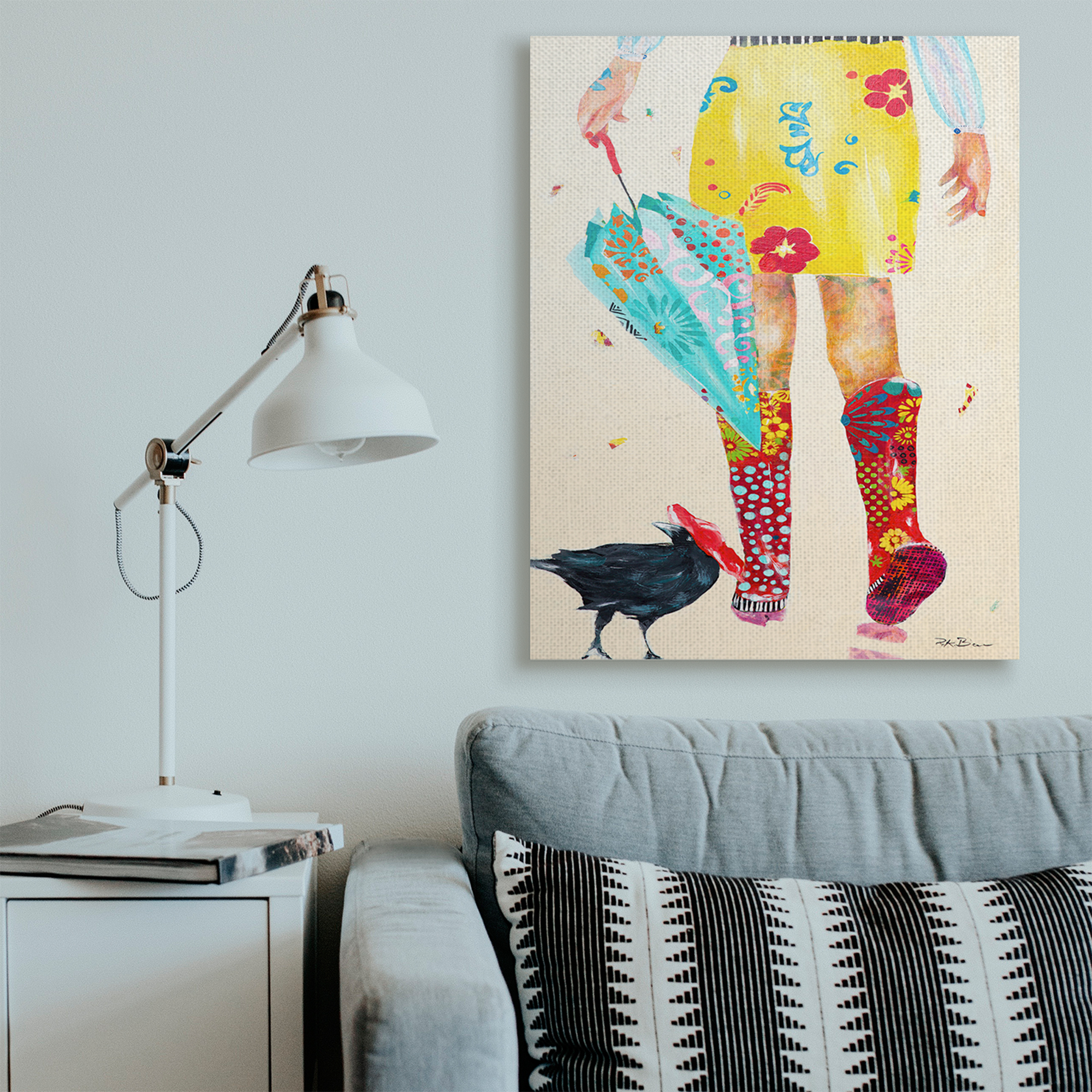 Stupell Industries Walking In Rainboots Cheerful Vibrant Pattern Canvas Wall Art, 36 x 48, Design by Pamela K. Beer