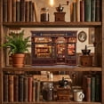 thumbnail image 4 of DIY Corner Coffee Shop Book Nook Kit, 3D Wooden Puzzle Miniature House with Touch Switch LED Light, Bookshelf Decor Craft Gift for Adults & Teens, 4 of 10