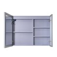 thumbnail image 2 of 36 X 28 Inch LED Lighted Bathroom Medicine Cabinet with Mirror, Wall Mount Bathroom Mirror Cabinet with Dimmable, Defogger, Memory Function, 3 Solid Wood Shelves, Ample Storage Space, Lavender, 2 of 11