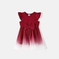 thumbnail image 4 of PatPat Family Matching Dresses Red Baby Girl 12-18 Months Mommy and Me Cotton Ribbed Spliced Ombre Mesh Dresses, 4 of 9