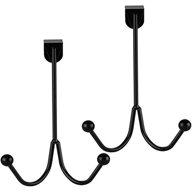 5 ganchos dobles para colgar sobre la puerta, ganchos dobles para colgar sobre la puerta, organizador de ganchos gemelos de metal para colgar abrigos, sombreros, batas, toallas, color negro ShuxiuWang 8390613537195