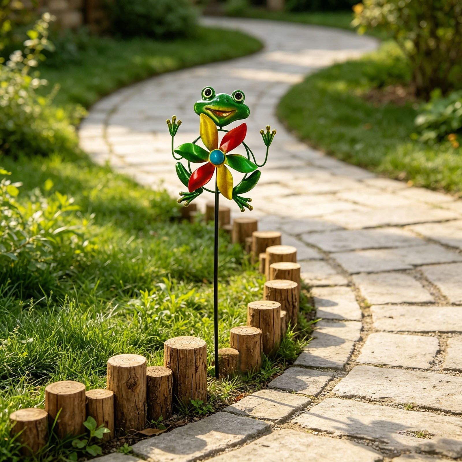 Garden Wind Spinner Outdoor, Metal Wind Sculpture for Patio and Pathway, Decorative Lawn Ornament with Ground Stake, Yard Art for Garden and Backyard,
