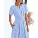 thumbnail image 5 of Vestido casual BTFBM para mujer, verano 2025, cuello en V y cintura elástica, 5 of 6