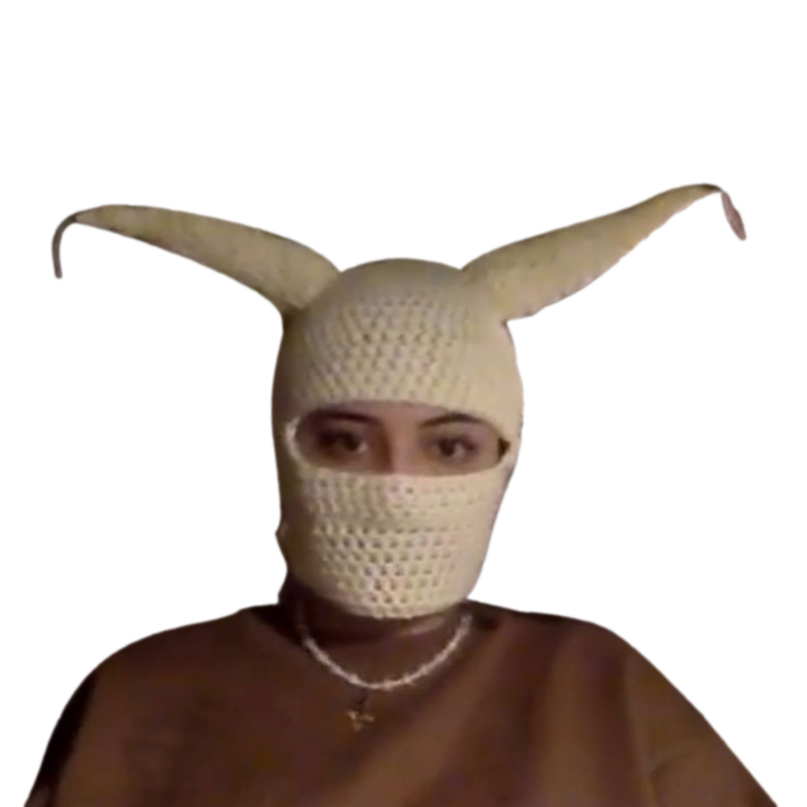 BYDOT Outdoor Balaclava Horns Woolen Hat Winter Warm Knitted Hat Full