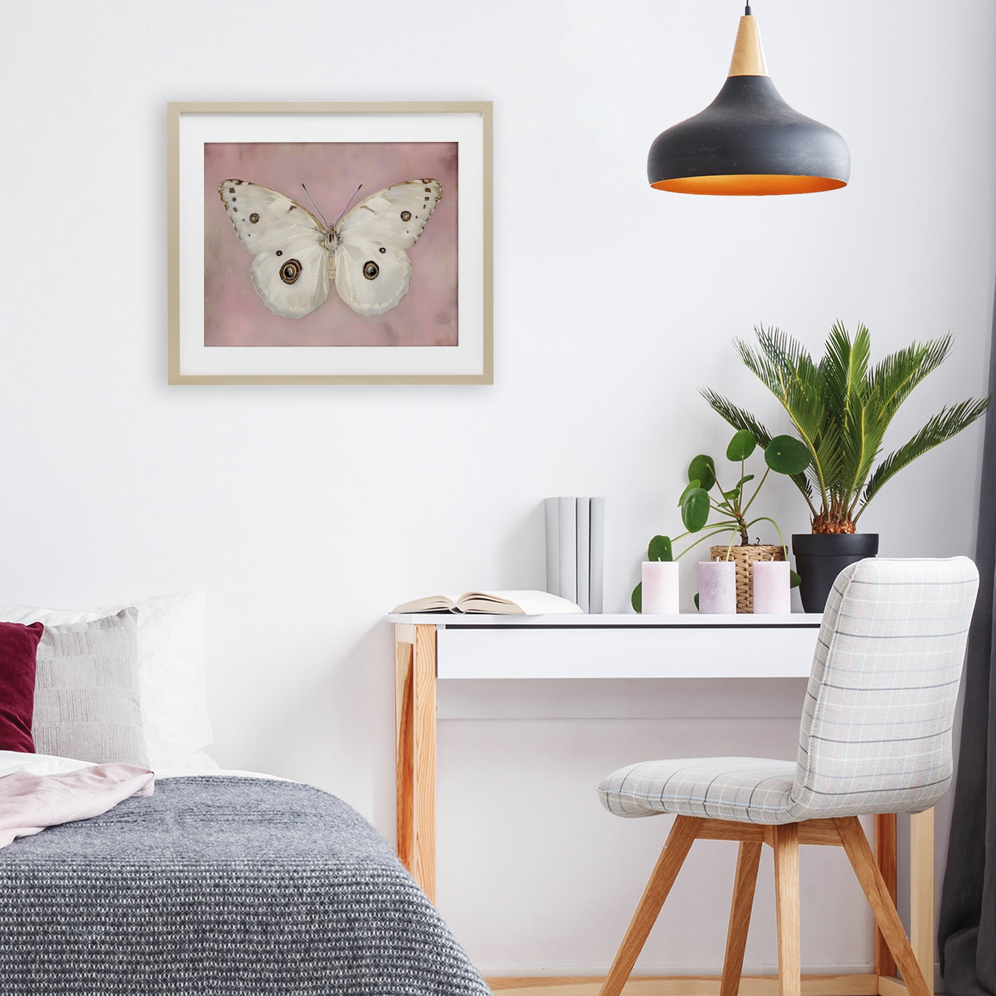 Stupell Industries Gossamer Butterfly on Blush Background Birch Framed Print Under Glass, design by Arlington Prints