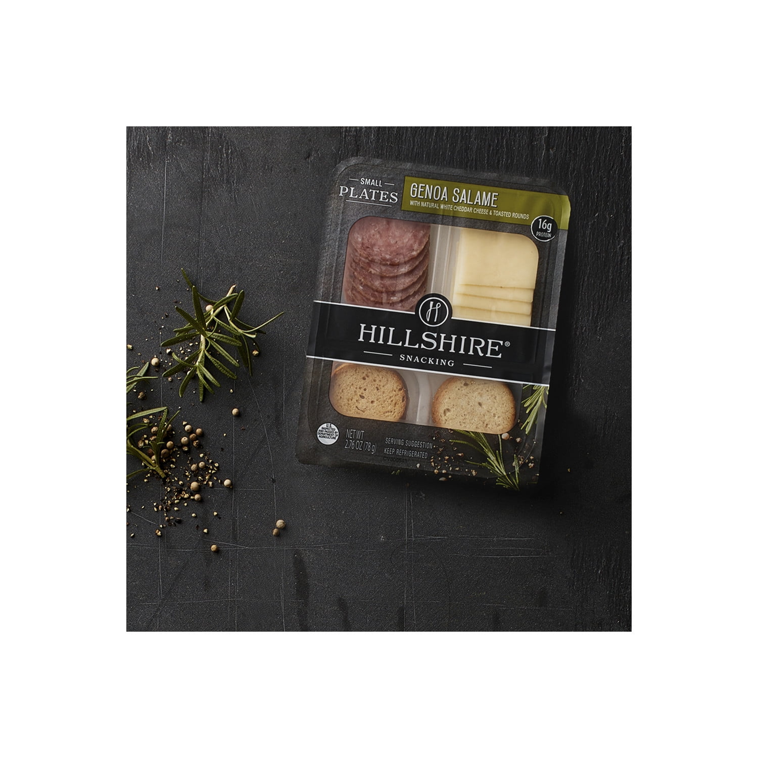 Hillshire Snacking Protein Genoa Salami, White Cheddar Cheese, Toasted Rounds Meat Snack Kit, 2.76 oz (Refrigerated)