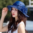 thumbnail image 2 of Beach Hat , Beach Wear for Women , Beach Gifts Elegant Sheer Polka Dot Flower Bucket Sun Hat For Women Spring Summer Outdoor Breathable Wide Brim Sun Cap, 2 of 4