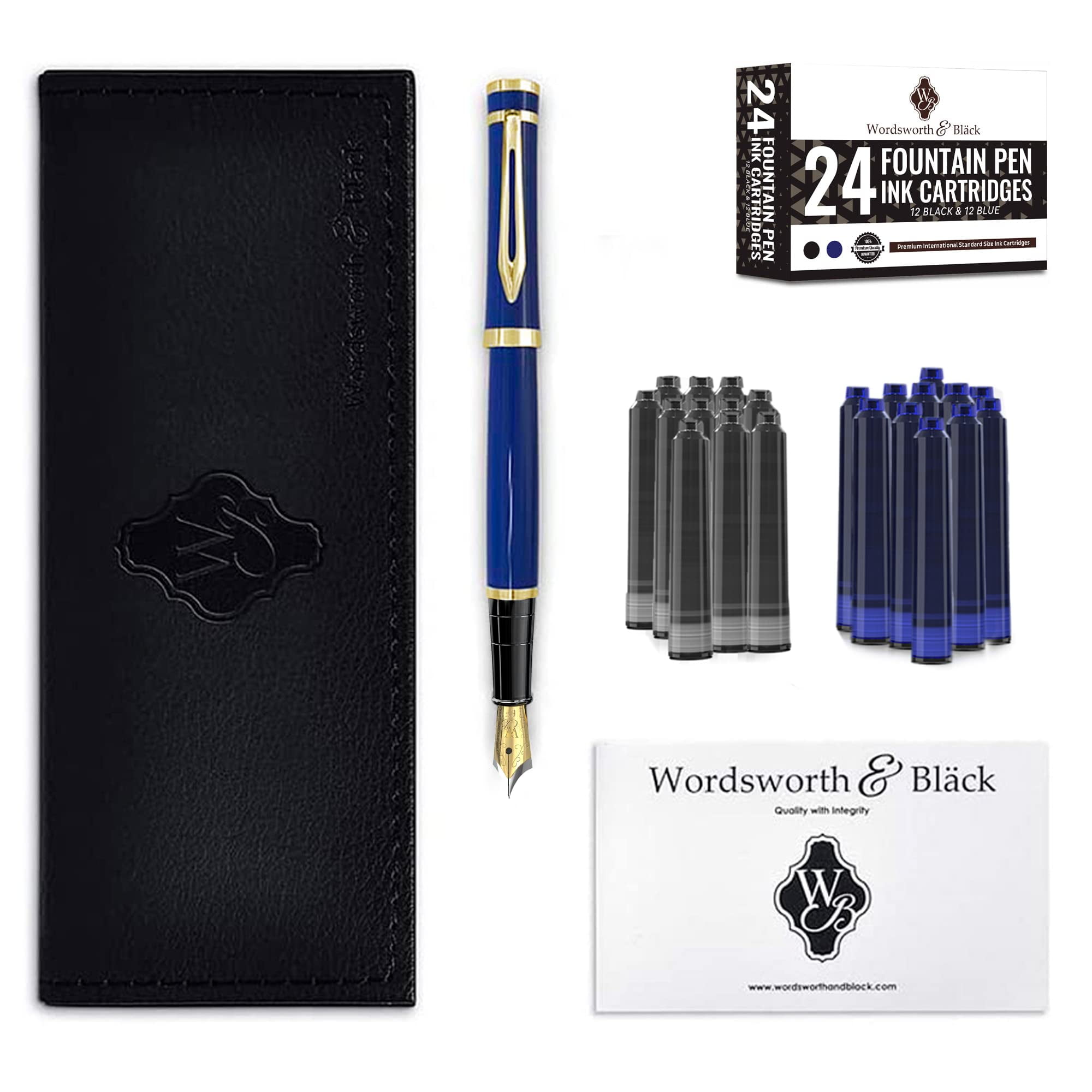 Wordsworth & Black 24 Pack Fountain Pen Ink Refills - Set of 24 Black –  wordsworthandblack
