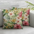 thumbnail image 3 of PRATYUS  Tropical Flower Pillowcases,Watercolor Summer Hawaii Palm Tree Leaf and Tropical Flower Decorative Cushion Cover Square Throw Pillow Cover 12x12in, 3 of 5