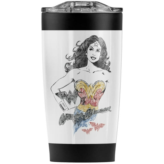 Wonder Woman Wonder Squiggles Stainless Steel Tumbler 20 oz Coffee Travel Mug/Cup, Vacuum Insulated & Double Wall with Leakproof Sliding Lid | Great for Hot Drinks and Cold Beverages