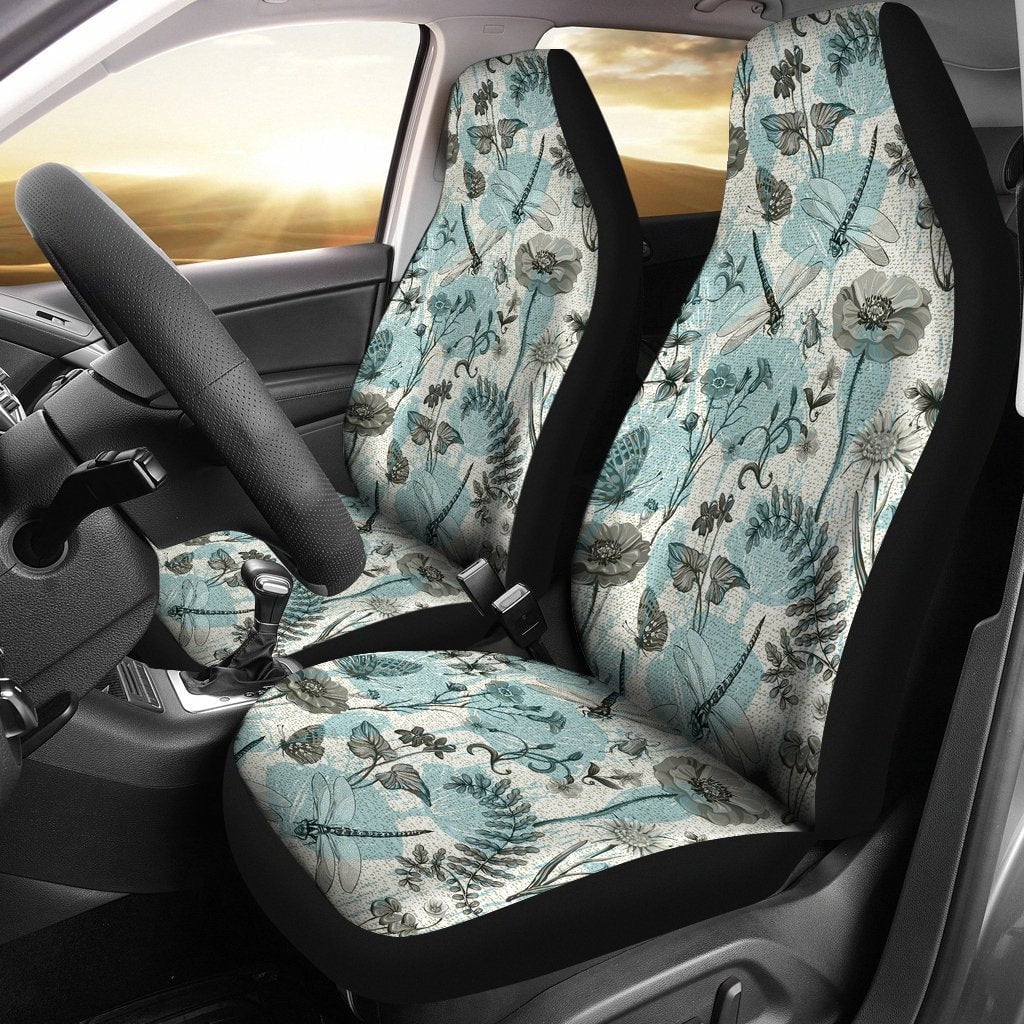 Light Blue Dragonfly Seat Cover Car Seat Covers Set 2 Pc Car Accessories Car Mats