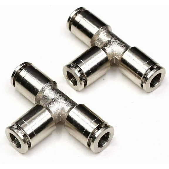 6mm Union Tee Push to connect fittings Stainless Steel Quick Connect Fittings,6mm x 6mm x 6mm 3 Way Tee Shaped Tube Fittings Push Connectors Air Line Fittings 2pack