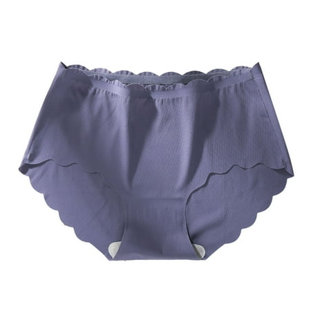 JDEFEG Comfy Underwear for Women Solid Color Triangle Ice Silk Mid Waist Breathable Panties Cotton Panties for Women Plus Size 12 Nylon Purple Xl