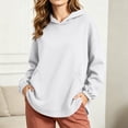thumbnail image 2 of Hoodies for Women Zaewscy Women's /Winter Casual Solid-Color Long-Sleeve Hooded Sweatshirt With Pockets White XXL, 2 of 9