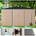 thumbnail image 3 of AECOJOY 12' x 10' Outdoor Storage Shed with Lockable Door Patio Metal Garden Storage Building in Brown for Outside, 3 of 6