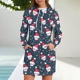 thumbnail image 2 of Christmas Dresses for Women Women's Sweatshirt Dress Long Sleeve Hoodies Dresses with Snowflake Christmas Tree Print for Casual Fall and Winter Wear,Blue,XL, 2 of 6