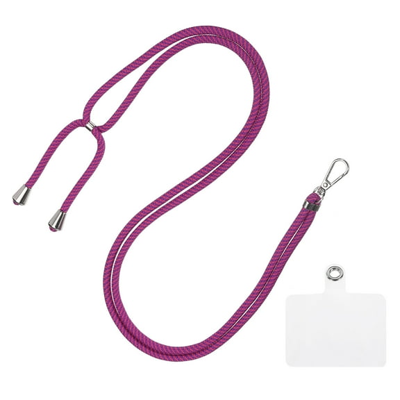 Phone Lanyard Crossbody Adjustable Lanyard with Transparent Lanyard Patch for Smartphone Rose Purple 1 Pcs