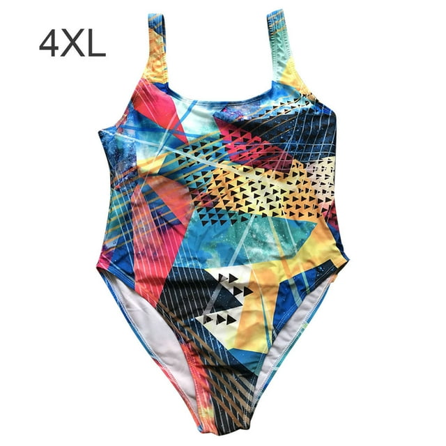 ziyahi Maillot de Bain Imprimé Taille Creuse pour Femmes Grande Taille Polyester Tenue de Plage, Coloré, 4TG