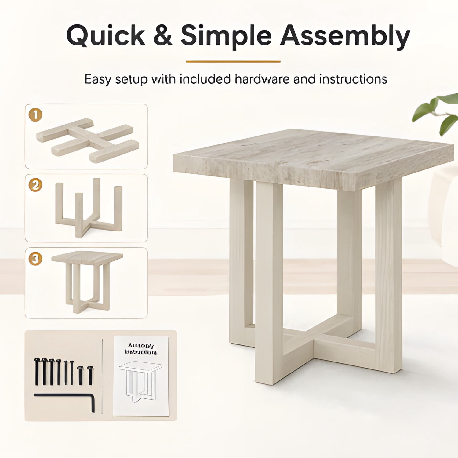 End Table, Weathered Gray and Beige