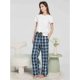 thumbnail image 2 of HiddenValor Women Lightweight Woven Cotton Plaid Pajama Lounge Pants With Pockets, 2 of 5