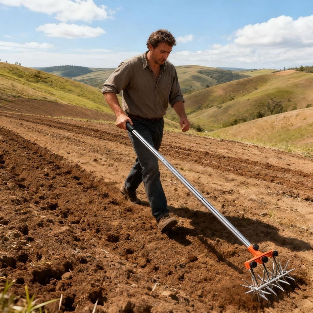 Manual Tiller Tool Metal Construction Wheel Rotary Edger Manual Lawns Tool Gardening For Tight Spaces