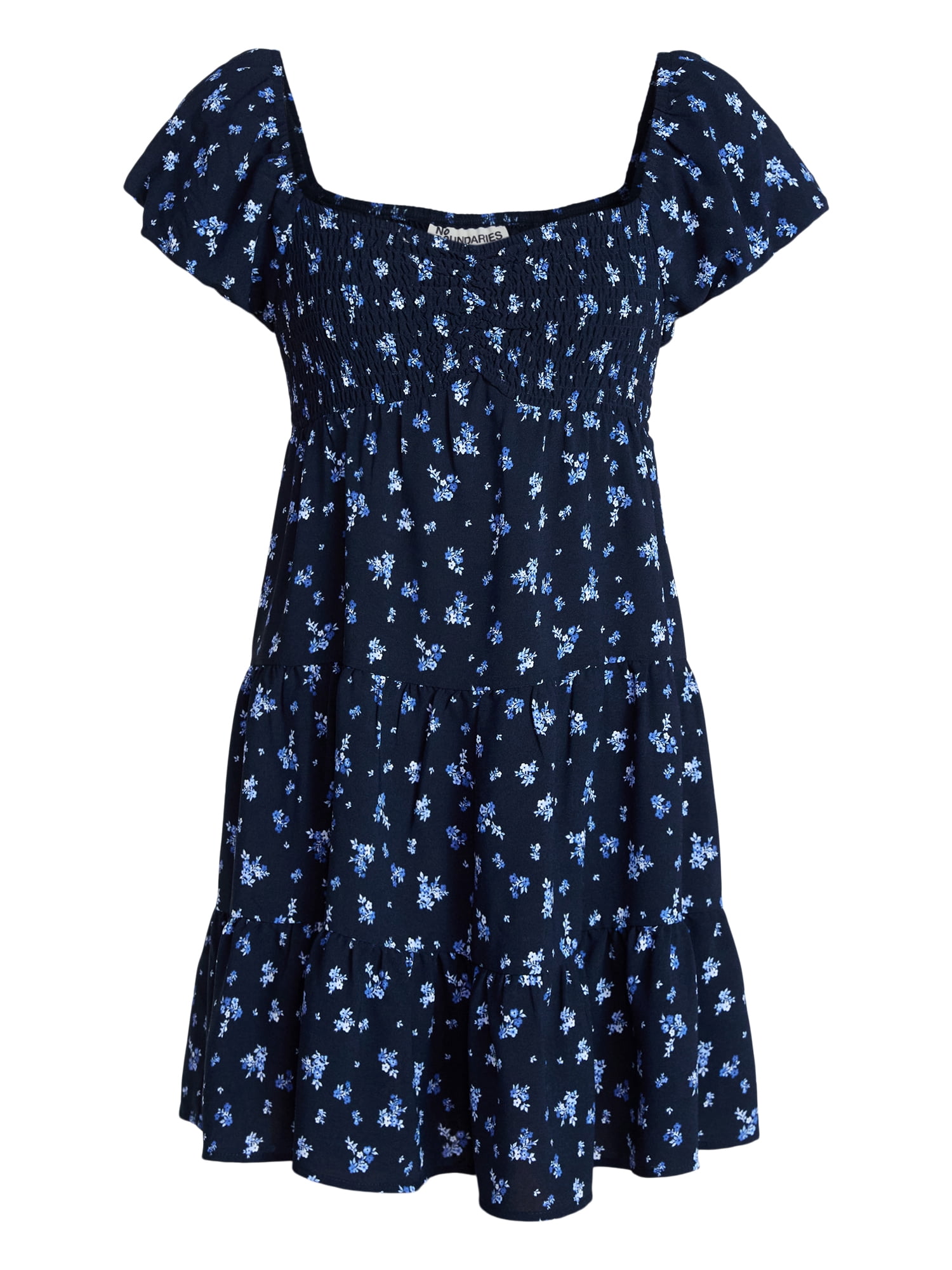 No Boundaries Bubble Sleeve Babydoll Dress, Women’s XXS-XXL