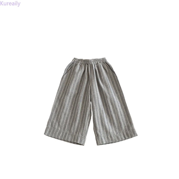 Kureaily Boys Casual Wide Leg Pants With Comfortable Linen Blend Trousers For Toddlers And Kids/ 2-3 Years/ Little Kid (Gray)