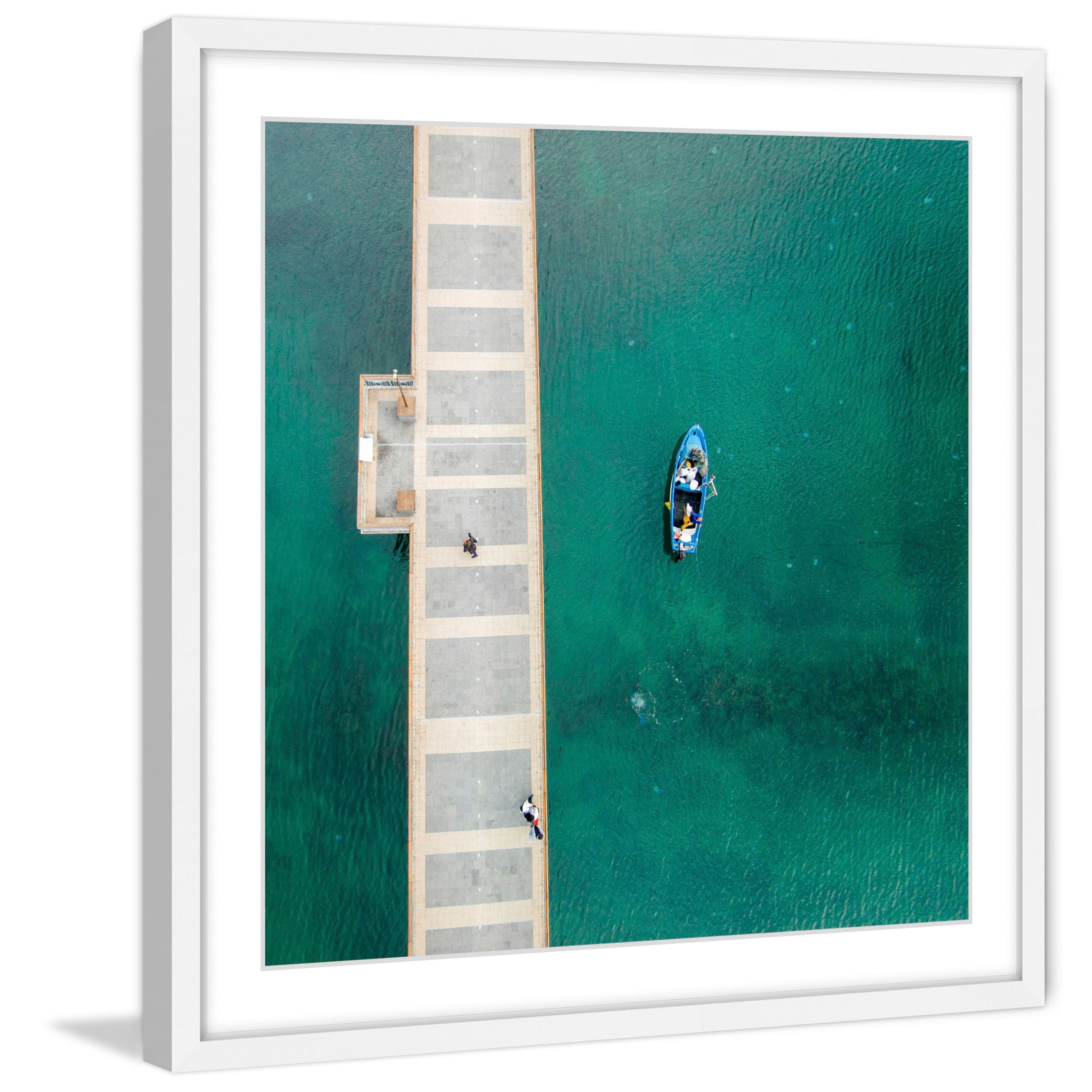 "Blue Boat Floats" Framed Painting Print
