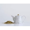 thumbnail image 2 of Creative Co-Op White Stoneware Black Speckles &amp; Gold Electroplating Teapot, 2 of 3