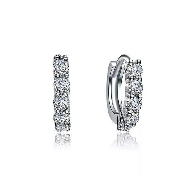 Elegant White Gold Plated Cubic Zirconia Extra Mini Huggie Hoop Earrings