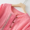 thumbnail image 6 of GaThRRgYP Maxi Summer Dress Floral Print,Women's Elastic Waist Loose and Comfortable Solid Color Doll Shirt Linen Dress Hot Pink M, 6 of 9
