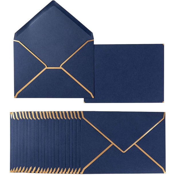 Pack 100 Sobres Paquete De 100 Sobres De 5 X 7 Invitaciones A7 V Con Solapa Con Borde Dorado Sobres Elegantes Para Tarjetas De Regalo De Boda Baby Shower Pack 100 Sobres 10.2x6.8cm
