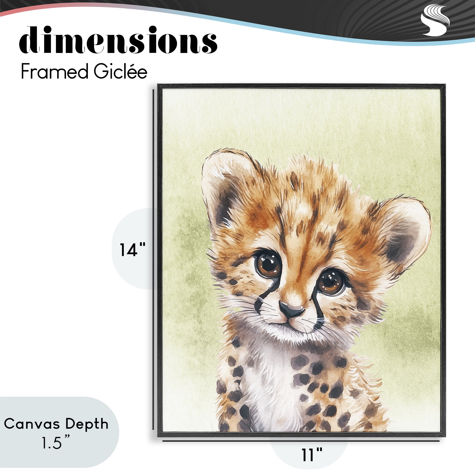 Stupell Industries Jungle Friends Baby Cheetah Black Framed Giclee Art, design by Christine Simpson Art