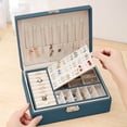 thumbnail image 1 of mtvxesu Jewelry Box Jewelry Organizer Box Leather Large Jewelry Boxes Earrings Organizer Storage Case Double Layer Display With Removable Tray Elegant Jewelry Box Sale, 1 of 5