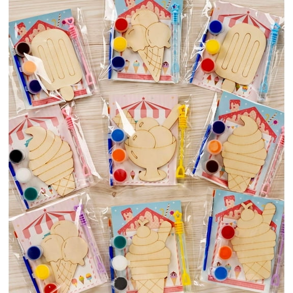 Ice Cream Party Favors for Kids – 12 Pcs Ice Cream Craft Kits Party Supplies – Popsicles Birthday Goodie Bags Gifts Prizes Girls Boys