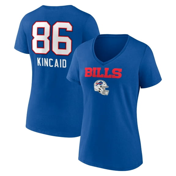 Women's Dalton Kincaid Royal Buffalo Bills Team Wordmark Player Name & Number V-Neck T-Shirt
