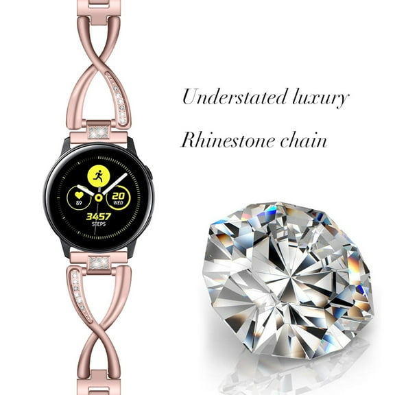 Hemoton 1PC 22mm Smartwatch Strap Rhinestone Inlaid Replacement Watch Band Compatible for Watch (Rose Gold)