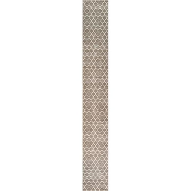 Unique Loom 3118697 2 ft. 7 in. x 19 ft. 8 in. Philadelphia Trellis Runner Rug, Light Brown