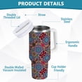 thumbnail image 2 of Yayeee 40oz Stainless Steel Tumbler with Straw and Handle Double-Wall Insulated Travel Water Bottle, Colorful Mandala Pattern, 2 of 8