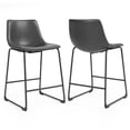 thumbnail image 3 of Set of 2 Adan Iron Frame Vintage Gray Faux Leather Counter Stool, 3 of 8
