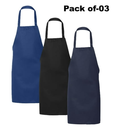 

Q-Tees Butcher Apron - Adjustable BBQ and Chef Aprons for Ultimate Protection | 55/45 Cotton/polyester | Mix(Black Navy Royal | Pack of 3