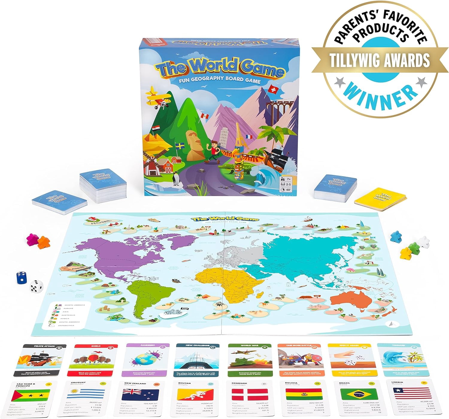 The World Game - Fun Geography Board Game - Educational Game for Kids & Adults, 2-5 players