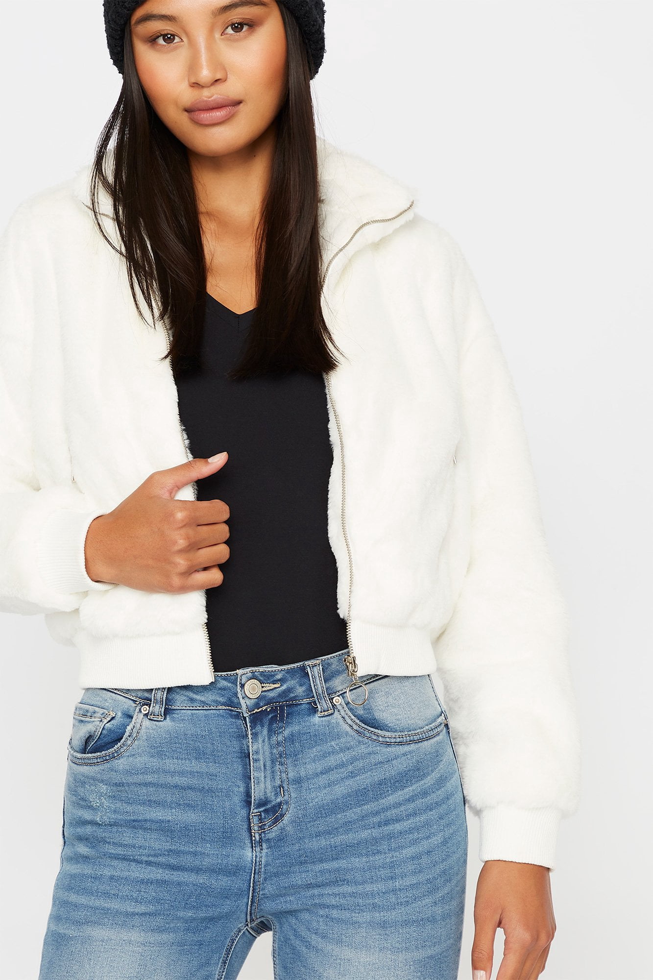 Urban Planet Women's Faux-Fur Zip-Up 