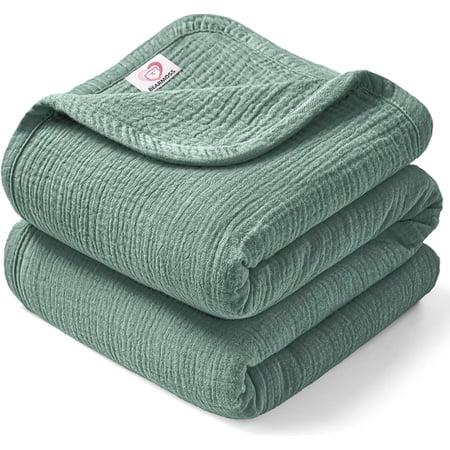 Muslin Baby Blanket 100% Cotton Baby Crib Blanket 47x47in, Soft Breathable Baby Bed Quilt Lightweight Bed Blanket for Unisex Baby Girls Boys Newborns Toddlers (Green)