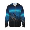 thumbnail image 2 of Uemuo Planet Earth Pattern Women's Full Zip UPF 50+ Sun Protection Hoodie Jacket Long Sleeve Sun Shirt Hiking Outdoor Performance with Pockets-XX-Large, 2 of 9